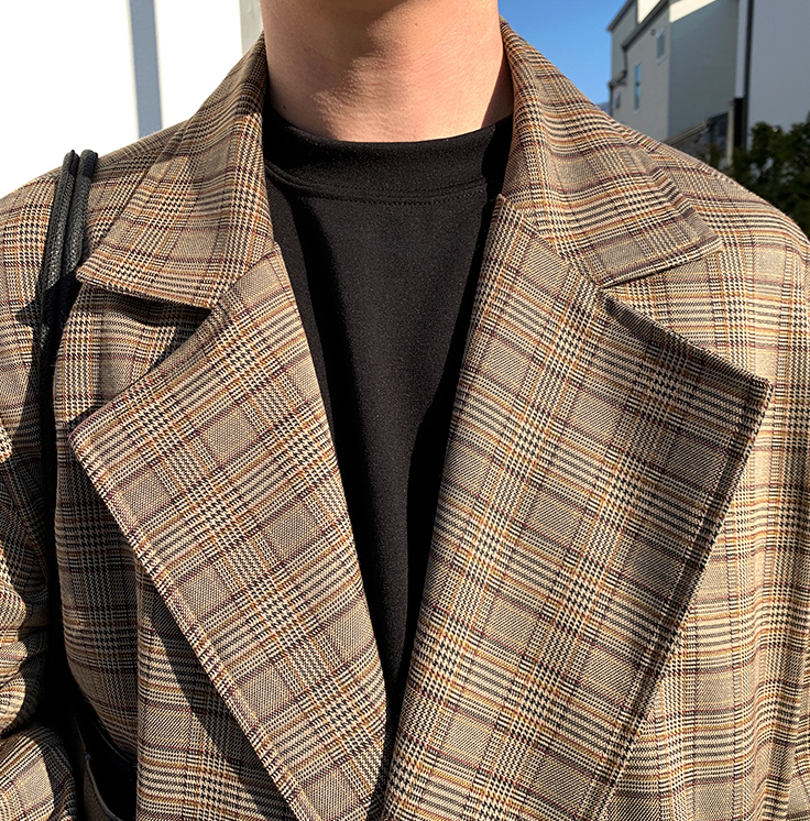 RT No. 1079 PLAID TRENCH COAT
