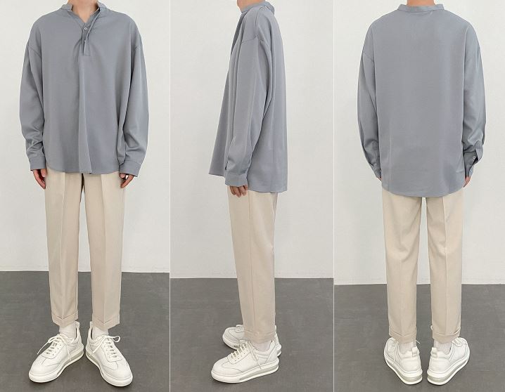 RT No. 5093 HALF BUTTON-UP COLLAR SHIRT