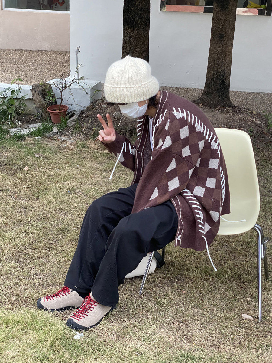 RT No. 3495 OVERSIZE BROWN KNITTED CARDIGAN