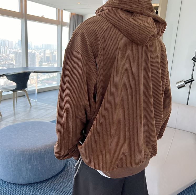 RT No. 5256 CORDUROY DRAWSTRING PULLOVER HOODIE