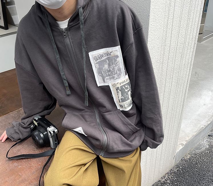 RT No. 4480 GRAPHIC PATCH ZIP-UP HOODIE