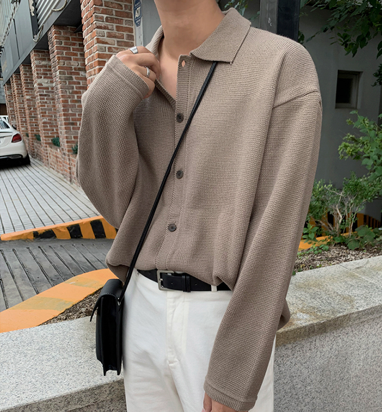 RT No. 2270 KNITTED BUTTON UP COLLAR SWEATER