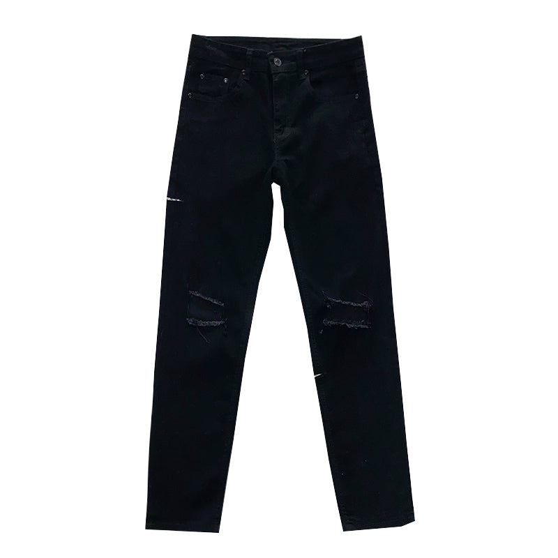 RT No. 4499 BLACK RIPPED SLIM DENIM JEANS