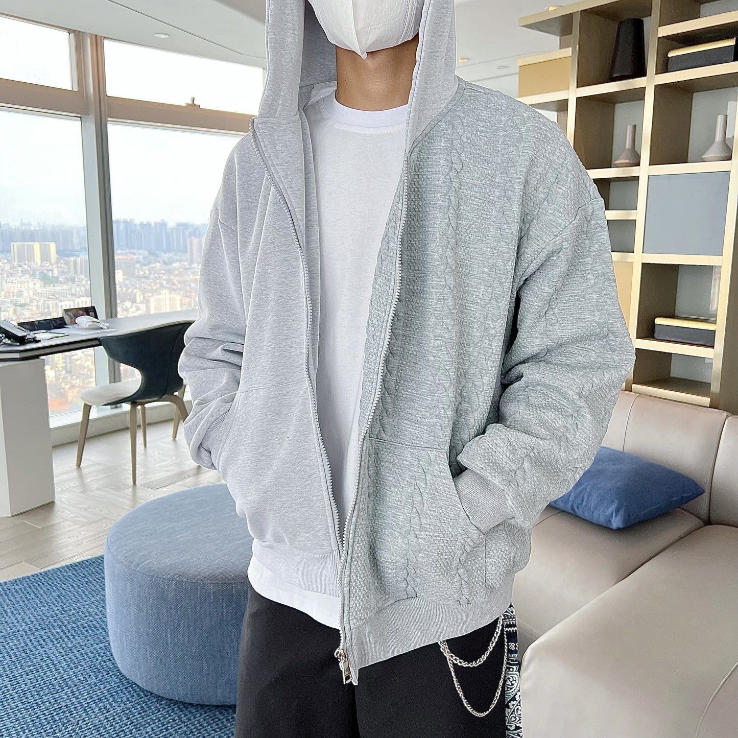 RT No. 5254 HALF KNITTED ZIP-UP HOODIE