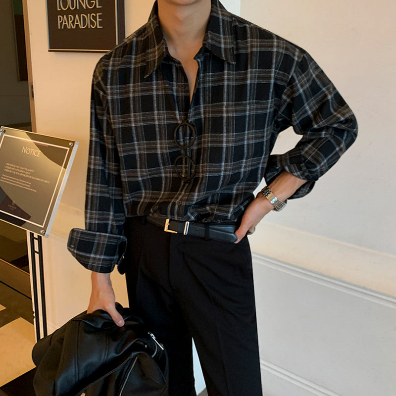 RT No. 1467 BLACK PLAID SHIRT