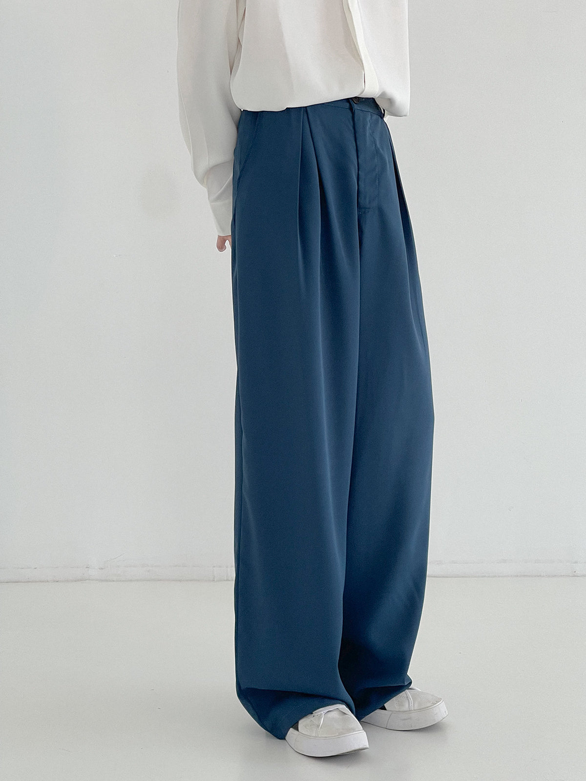 RT No. 5195 PEACOCK BLUE WIDE DRAPE PANTS